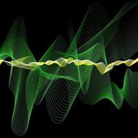 Wave of dots and lines. Abstract background of green sound waves. Structure of network connections. vector