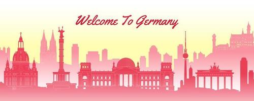 famous landmark of Germany,travel destination with silhouette classic design vector