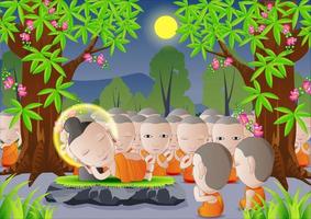 lord of Buddha was dead under tree in cartoon version vector