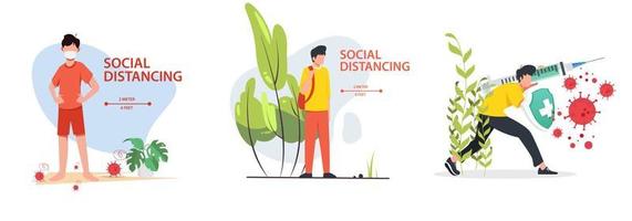 social distance, Space for safety, and people should be 1 meter apart, social distancing vector