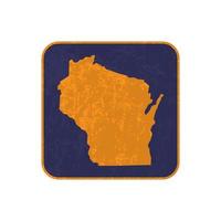 Wisconsin state map square with grunge texture. Vector illustration.