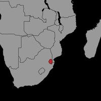 Pin map with Eswatini flag on world map. Vector illustration.