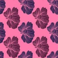 Seamless pattern with hibiscus flowers. Vintage floral background. vector