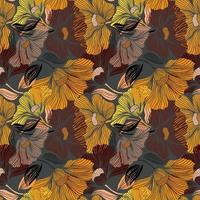 Delicate floral vintage outline endless background. Abstract flower line seamless pattern. vector