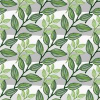 Freehand branches with leaves seamless pattern. Hand drawn organic background. Decorative forest leaf endless wallpaper. vector