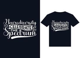 Neurodiversity Celebrate the Spectrum illustrations for print-ready T-Shirts design vector