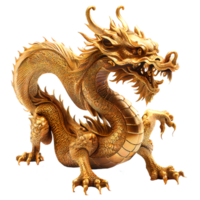 dragón chino hecho de oro representa prosperidad y buena fortuna. concepto de año nuevo chino png