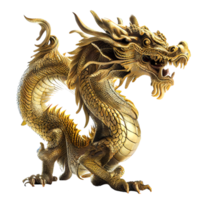 dragón chino hecho de oro representa prosperidad y buena fortuna. concepto de año nuevo chino png