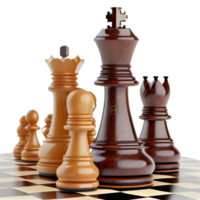 piezas de ajedrez rey y soldado sobre fondo transparente. concepto de liderazgo
