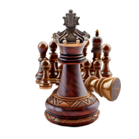 piezas de ajedrez rey y soldado sobre fondo transparente. concepto de liderazgo