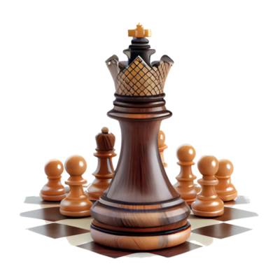 King and soldier chess pieces on transparent background