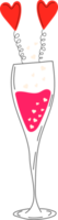 Glass of champagne decorated for Valentine's Day. Love. png