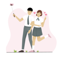 parejas del día de san valentín posando con palos egoístas png