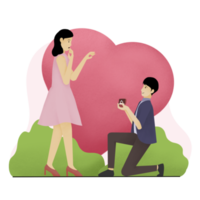 Valentines day Man on knees giving flower or ring to couple png