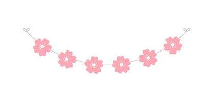 Cherry Blossom Garland, Cute Floral Bunting Spring Design Elements vector