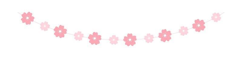 Cherry Blossom Garland, Cute Floral Bunting Spring Design Elements vector