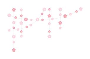 Ilustración de vector de guirnalda colgante flor de cerezo. elemento de diseño de empavesado de marco floral.