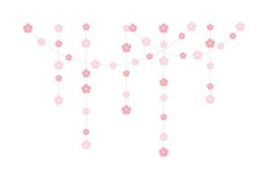 Cherry Blossom Hanging Garland Vector Illustration. Floral Frame Bunting Design Element.