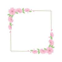 marco cuadrado de flor de cerezo vector