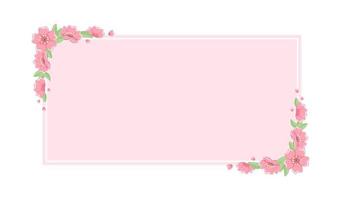 Cherry Blossom Frames. Long Rectangular Floral Border. vector