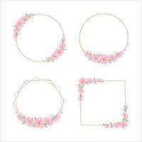 Cherry Blossom Frames Set. Elegant Geometric Borders. vector