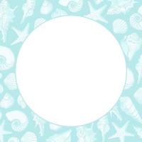 Round seashells frame. Sea and ocean design template. Vector illustration