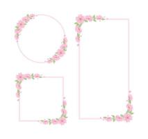 Cherry Blossom Frames Set. Elegant Geometric Borders. vector