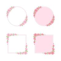 Cherry Blossom Frames Set. Elegant Geometric Borders. vector