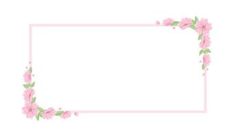 Cherry Blossom Frames. Long Rectangular Floral Border. vector