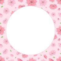 Cute Round Sakura Cherry Blossom Frame vector