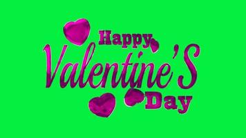 Animated valentines day text. pink color texture font isolated on green screen background. valentines day greeting card typography. video