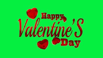 Texto animado del día de San Valentín. fuente de textura de color rojo aislada en el fondo de pantalla verde. tipografía de tarjeta de felicitación del día de san valentín. video