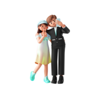 3D rendering cartoon couple image illustration png