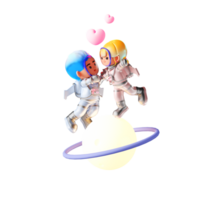 3D rendering of cartoon space lovers png