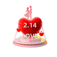 3D-Rendering von Valentinstag-Elementen png