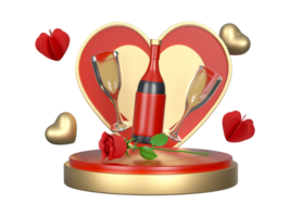 3D rendering of Valentine's Day elements png