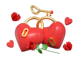 3D rendering of Valentine's Day elements png