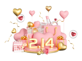 3D-Rendering von Valentinstag-Elementen png