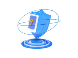 3D rendering cartoon network data security elements png