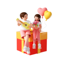 3D rendering of cartoon lovers png