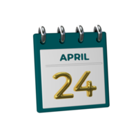 Monthly Calendar 24 April 3D Rendering png