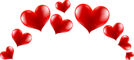 Red hearts for Valentine's day. Realistic heart shapes in red colors png