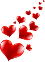 Red hearts for Valentine's day. Realistic heart shapes in red colors png