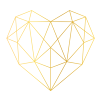coração de ouro geométrico png