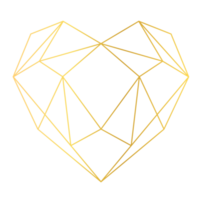 coração de ouro geométrico png
