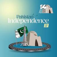 14 de agosto día de la independencia de pakistán 1947 vector