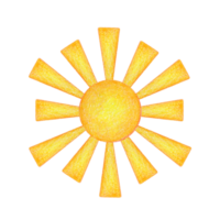 Decorative yellow orange sun, hand painted png