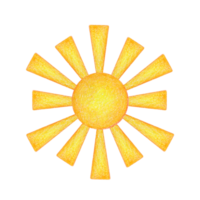 decoratief geel oranje zon, hand- geschilderd png