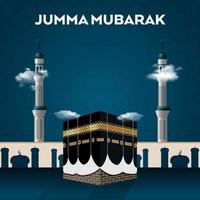 Jummah mubarak means happy hajj hajj pilgrimage-in-mecca vector