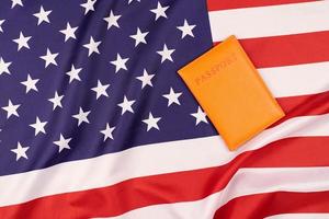 Passport on United States of America flag photo